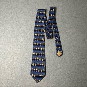 Mens Silk Tie Cocktail Drink Pattern Blue Fun Novelty Party Necktie